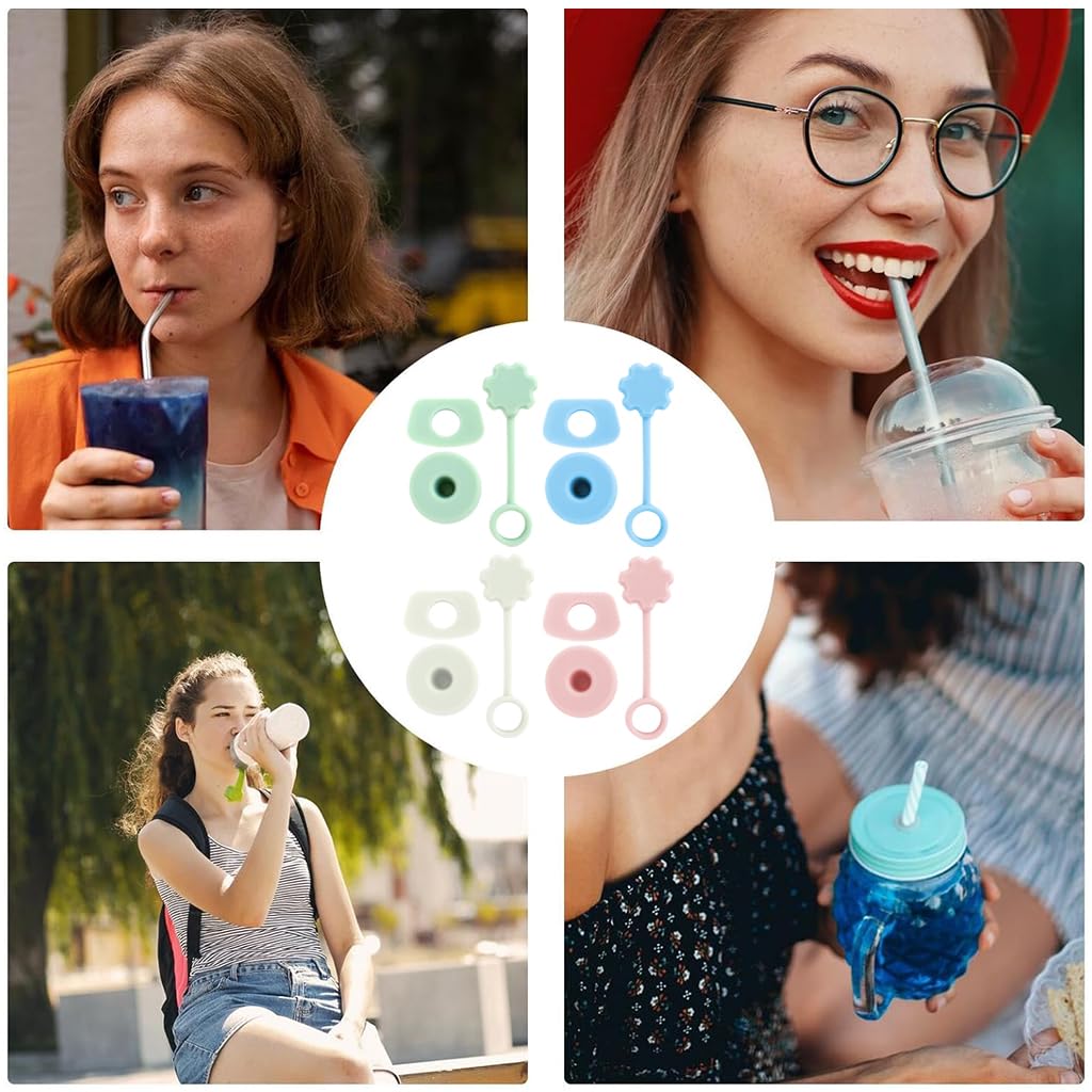 HASTHIP Straw Caps for Stanley Cup with Leak Stoppers and Spill-Proof Design 12PCS Silicone Set