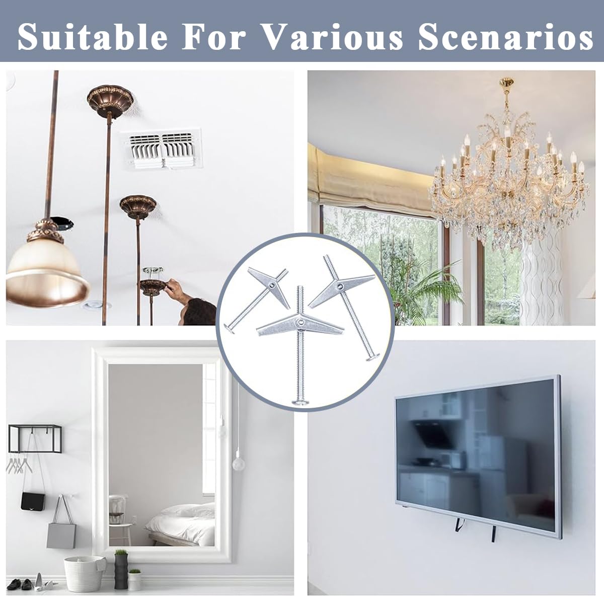 Serplex Butterfly Anchors Toggle Bolts for Drywall with Spring Wing Toggle | 24Pcs Carbon Steel Set