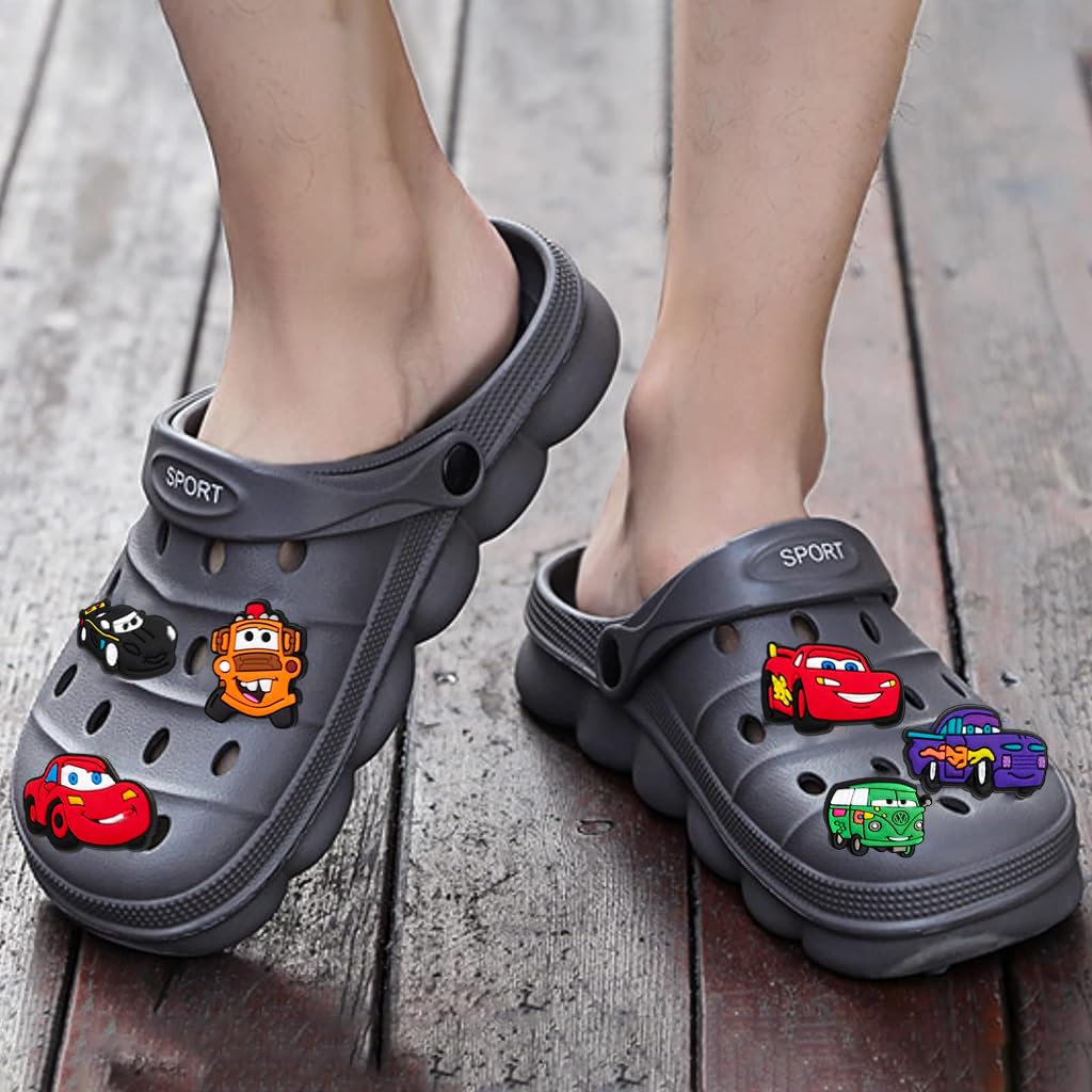 HASTHIP® 20pcs Car Shoe Charms for Clog Sandals Shoes DIY Decoration, Cartoon HyperCar Shoes Charm MegaCar PVC Race Cute Clog Pins for Boys Holiday Birthday Gifts Party Favor