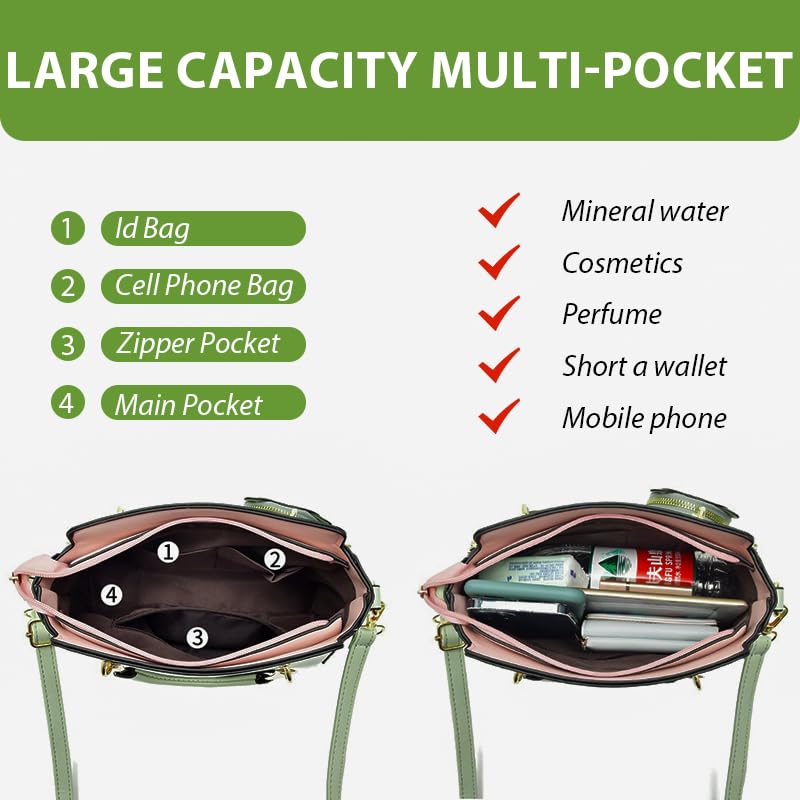Zibuyu Hand Bag for Women for Daily Use with Cat Ear Pouch and Detachable Strap 24x10x18cm