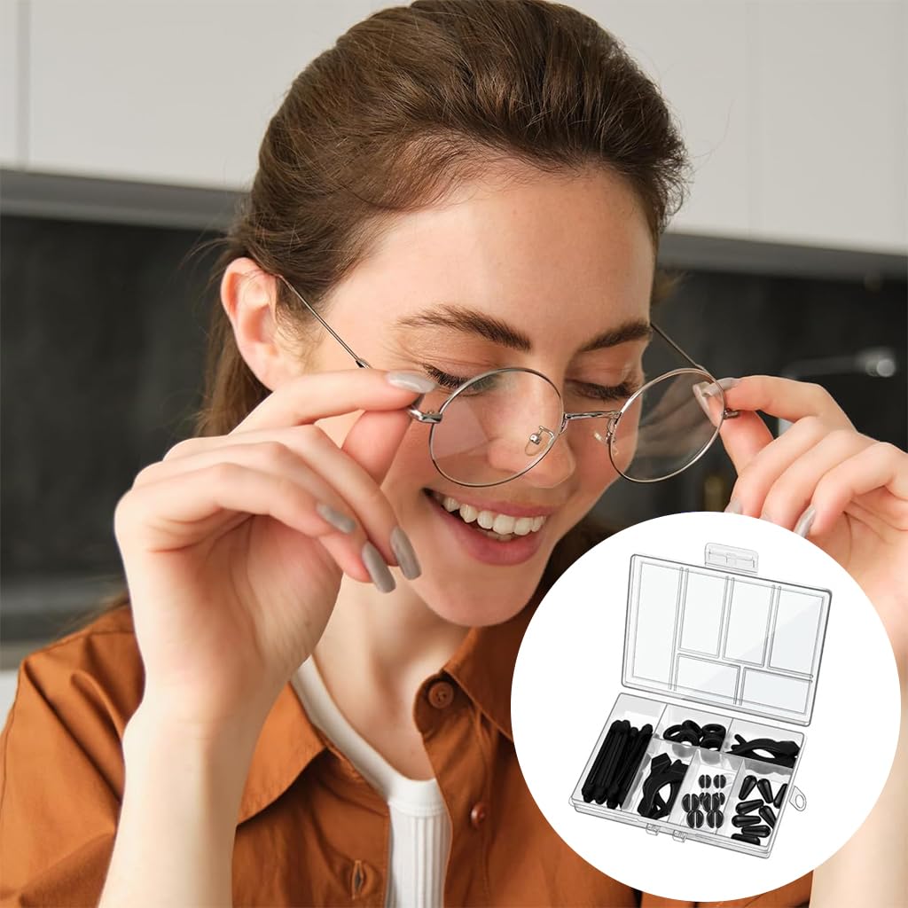 MAYCREATE Eyeglass Nose Pads Kit for Glasses Repair with Screwdriver and Tweezers 60 Pairs