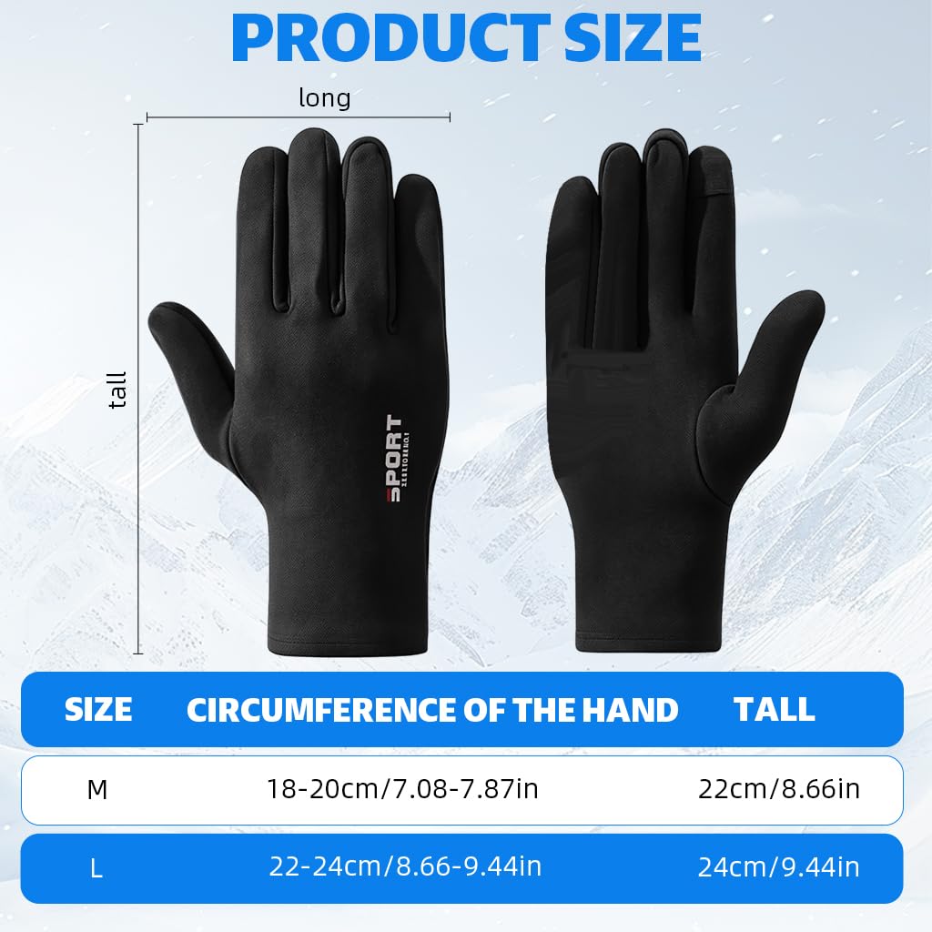 PROBEROS Winter Gloves for Men with Touch Screen Fingertips and Non Slip Palm | Fleece Lined for Cycling and Driving