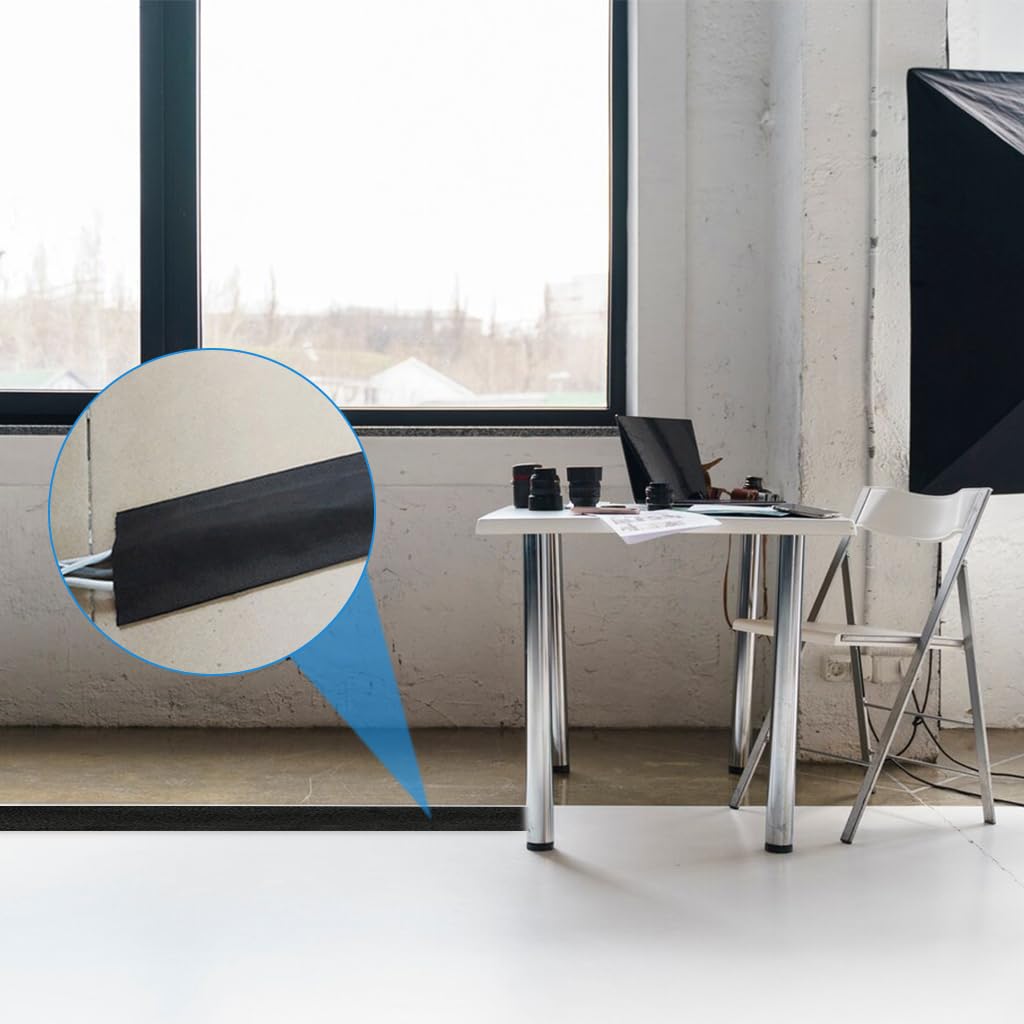 HASTHIP Floor Cable Cover for Office Carpet with Self-Adhesive Hook and Loop Fastening 3.3ft