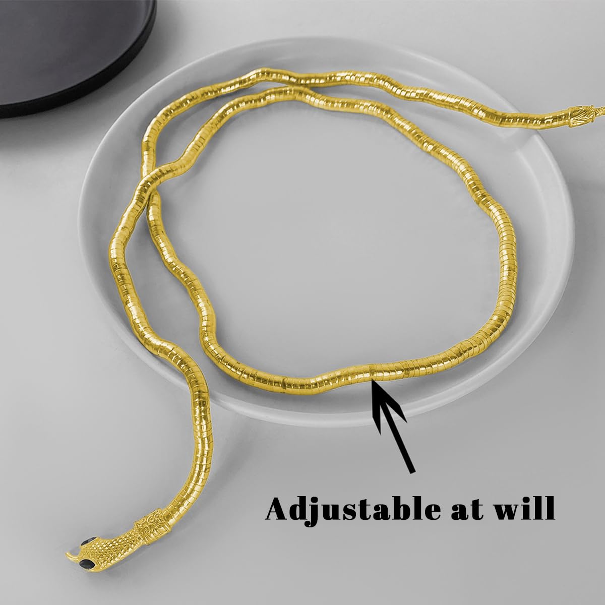 ZIBUYU Flexible Bendable Bracelet for Women featuring 35.4 in serpent design and golden finish