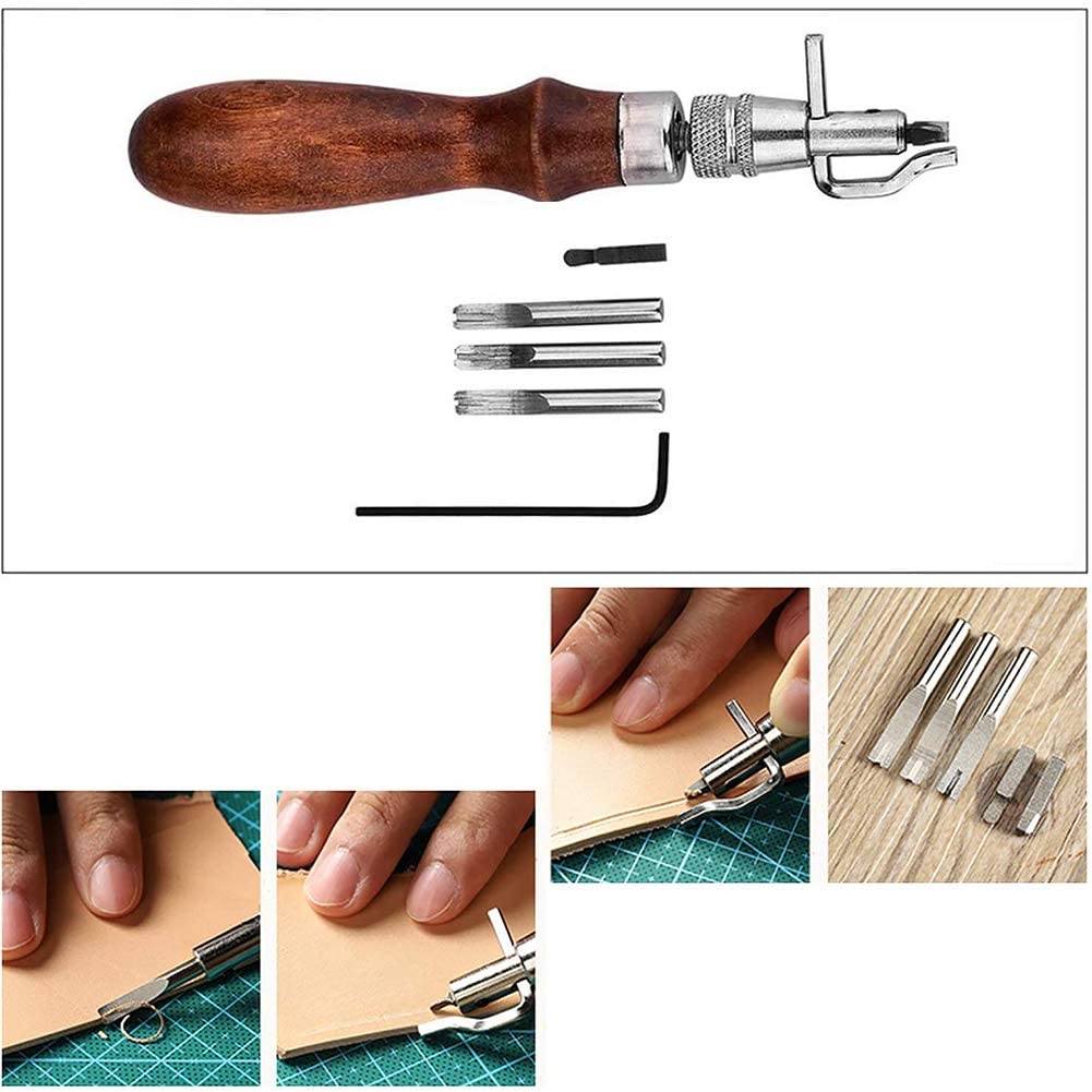 HASTHIP® 11Pcs Leather Craft Tools, Leather Sewing Tools, Leather Working Kits Supplies with Leather Tool Leather DIY Accessories for Stitching Punching Cutting