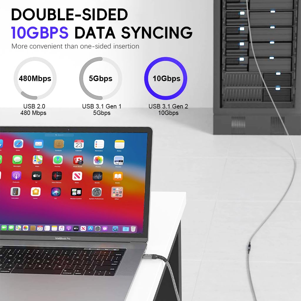 Verilux USB C Extension Cable 9.8 ft for Fast Charging and Data Transfer | 100W PD 10Gbps