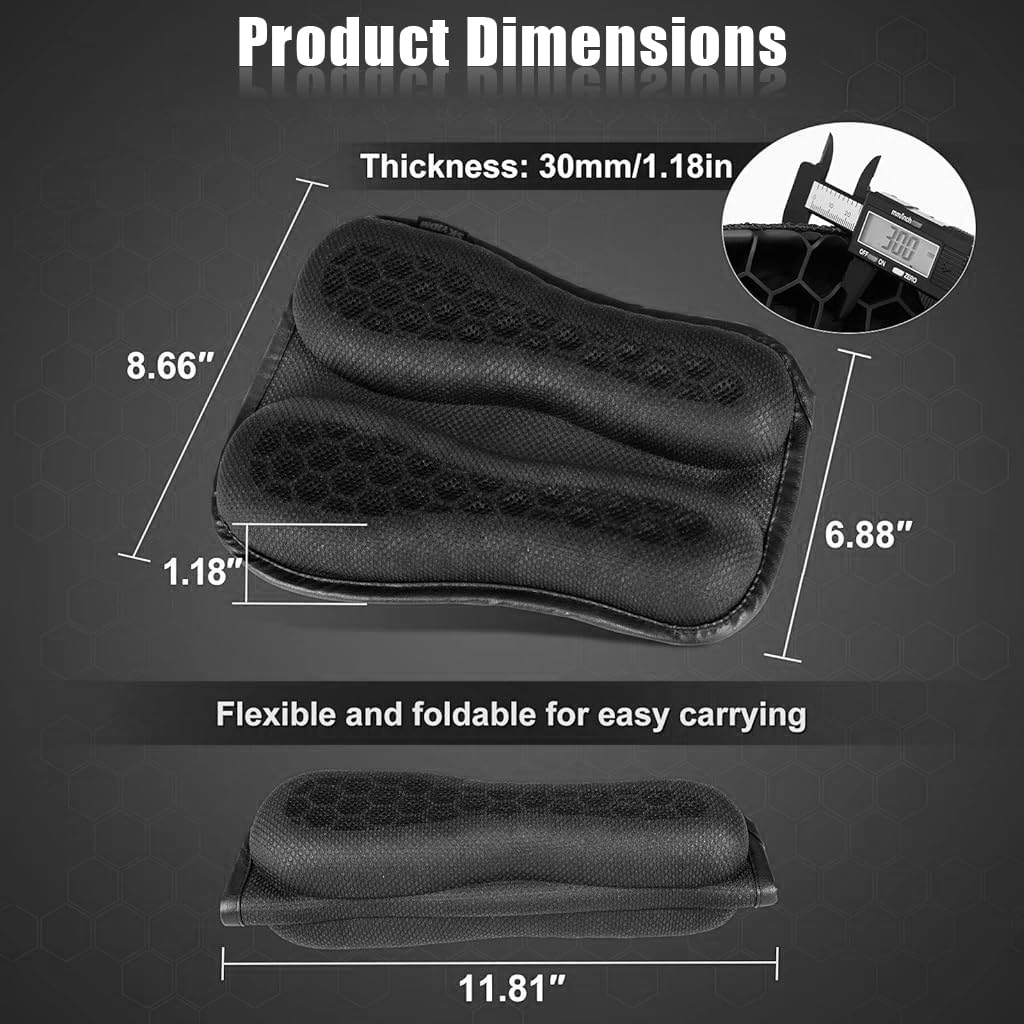 STHIRA® Motocycle Seat Cushion, Detachable Cycle Seat Cover Gel Pad, High Density Gel 3D Honeycomb Structure Shock Absorption & Breathable Motorcycle Gel Seat Pad for Long Rides, Universal Motorcycle Seat Pad