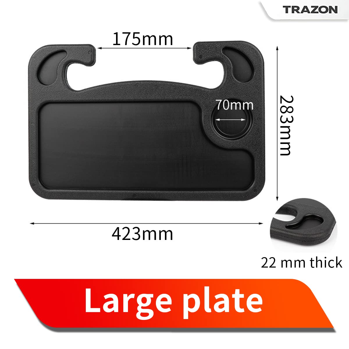 STHIRA Steering Wheel Tray for Laptop and Food with Detachable Hook Design | 11×16.5 in HDPE Car Table