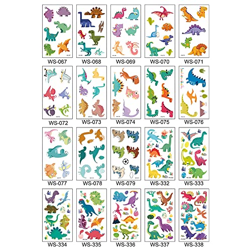 MAYCREATE® 20 sheet Tatto Sticker for Kids,Kids Waterproof Temporary Tattoos for Birthday Parties,Group Activities,Cute Cartoon Dinosaur Tatto Sticker For Women