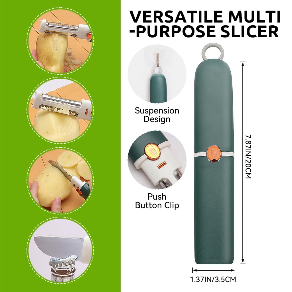 HASTHIP 4 in 1 Fruit Peeler for Kitchen Use with Dual Head Design and 7.8 in Portable Body | Stainless Steel Blades