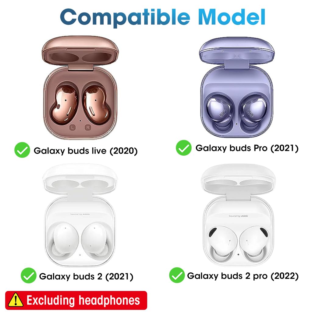 ZORBES Earbuds Case for Samsung Galaxy Buds2 Pro Case (2022) / Galaxy Buds 2 Case (2021) / Galaxy Buds Pro Case (2021) / Galaxy Buds Live Case (2020) Shockproof Protective Cover with Lock&Hook Black