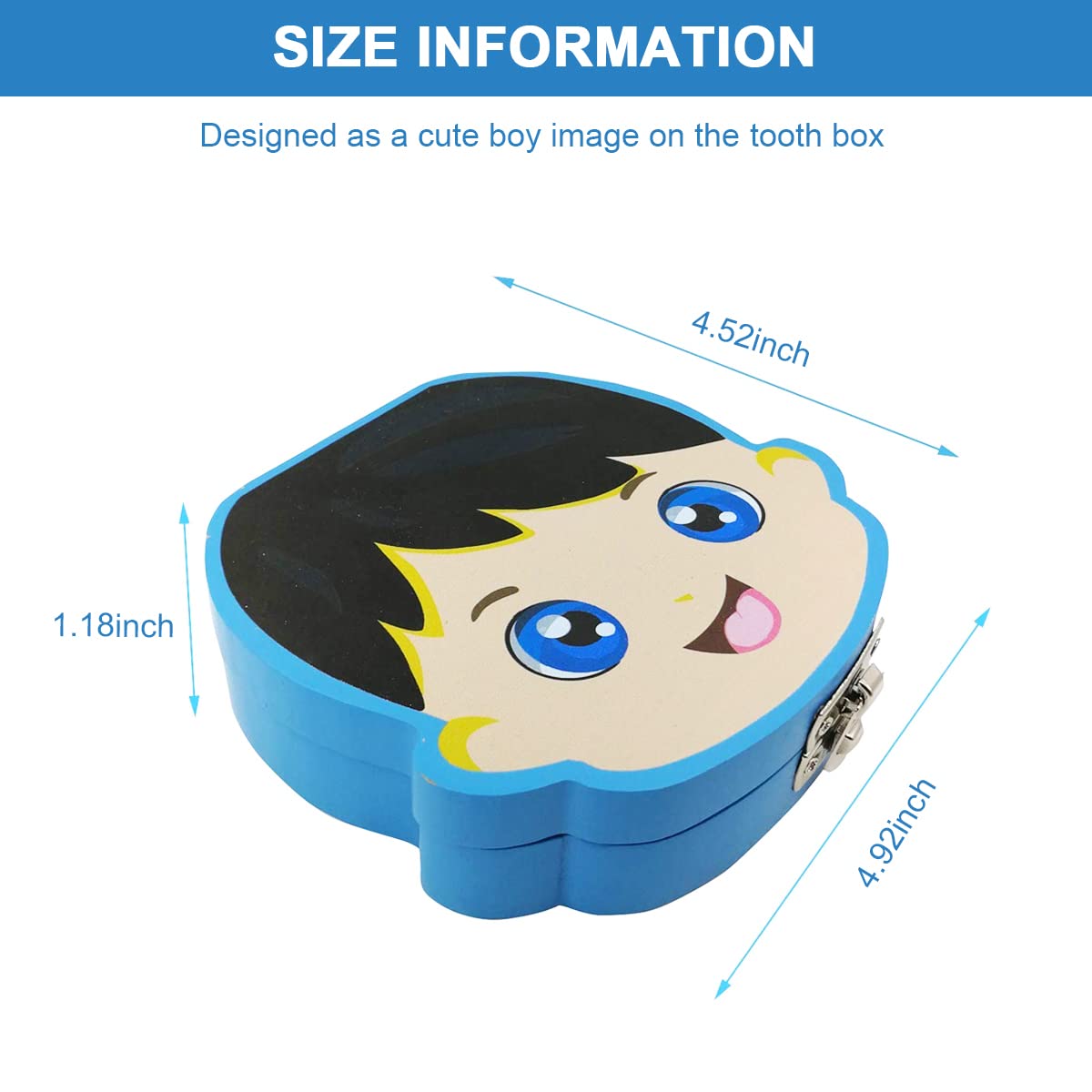 HASTHIP Baby Tooth Fairy Box for Boys featuring Wooden Slots and 12.5×11.3×3 cm Organizer