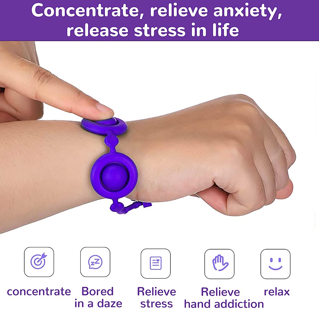 ELEPHANTBOAT® Mini Purple Decompression Bracelet Toy for Kids and Adults,Press Finger Bubble Music Bracelet Anxiety Relief Kill Time