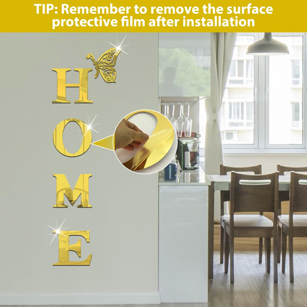 Supvox Home Wall Sticker for Living Room Decor with 3D Butterfly Design | Golden 5 Pcs