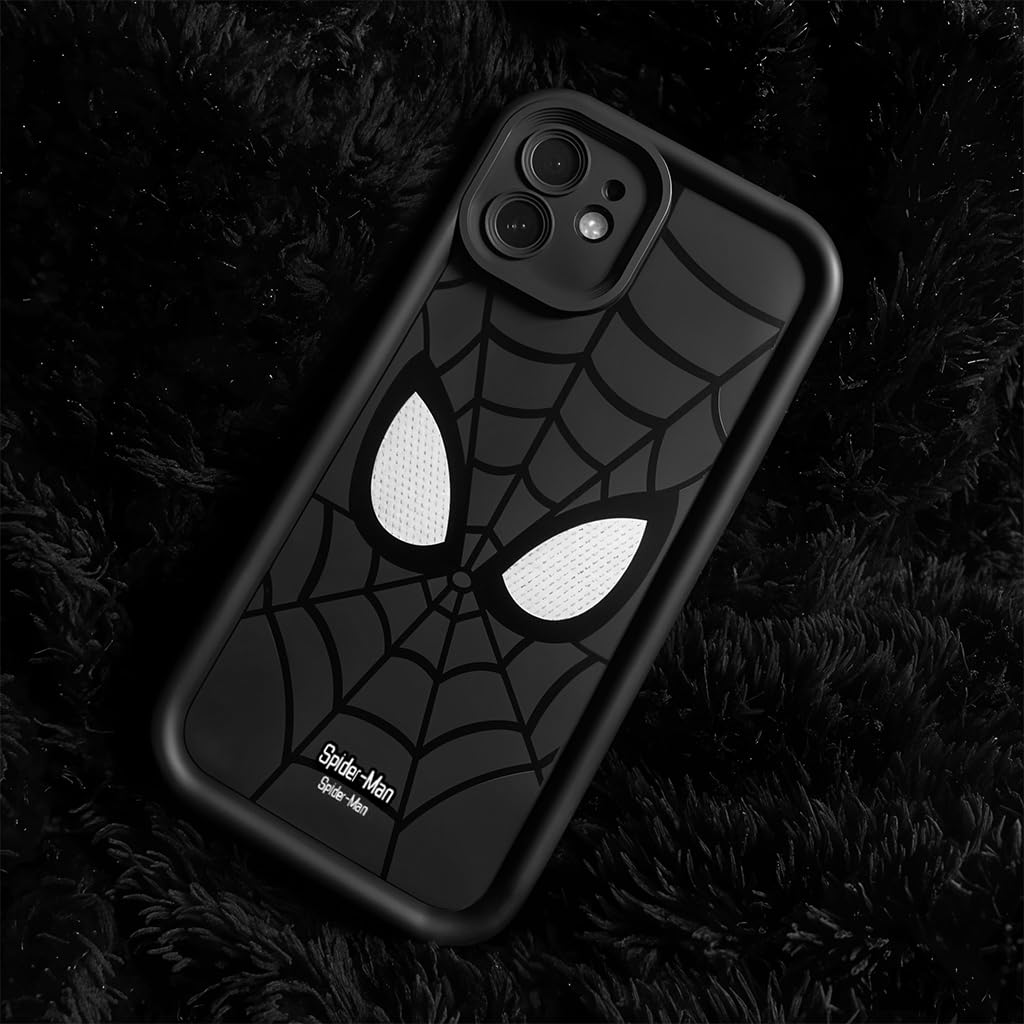 ZORBES iPhone 15 Case with Cartoon Miles Morales Design and Camera Lens Protection | Soft Silicone 3 PCS Black