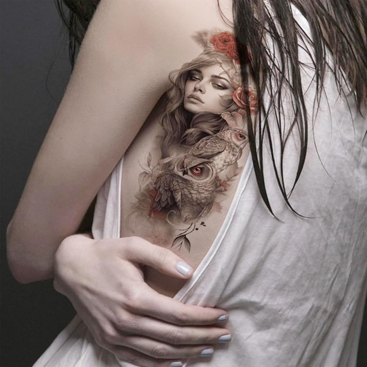 MAYCREATE Temporary Tattoo with 34 Sheets for Men and Women featuring 3D Realistic Designs | Waterproof Body Art Stickers