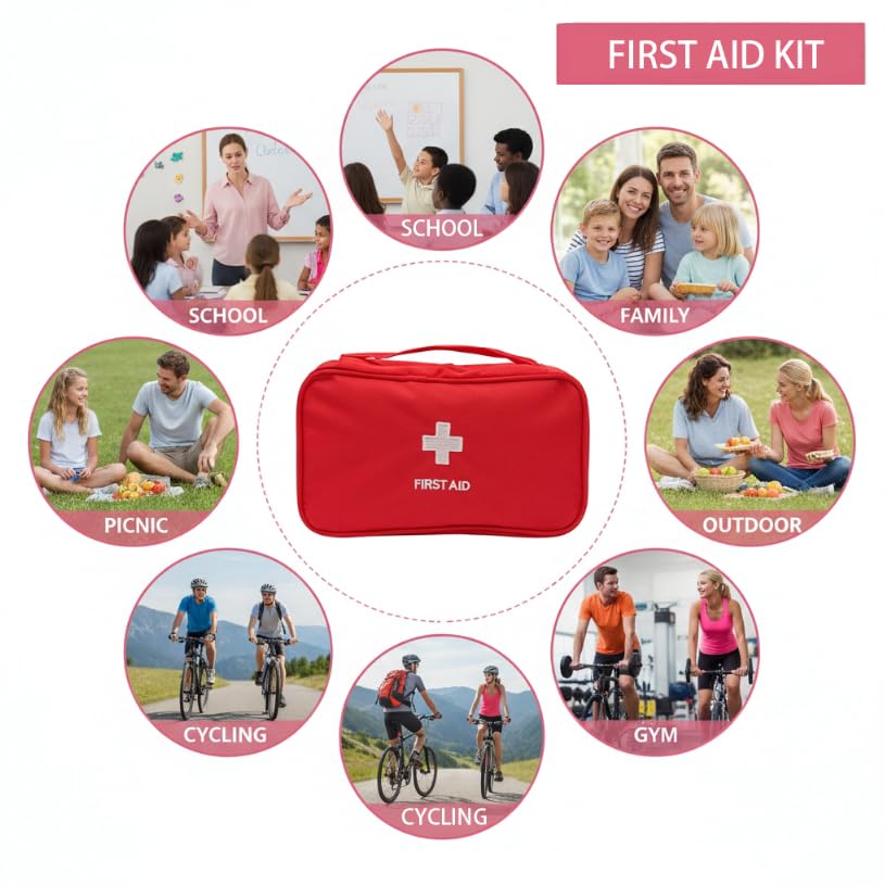 Zibuyu First Aid Storage Organizer Box for Home and Travel with Adjustable Compartments | Waterproof Oxford Fabric Design