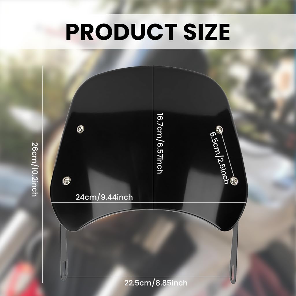 STHIRA Universal Motorcycle Windshield for Wind Protection with Mounting System | Enhanced Ride Comfort