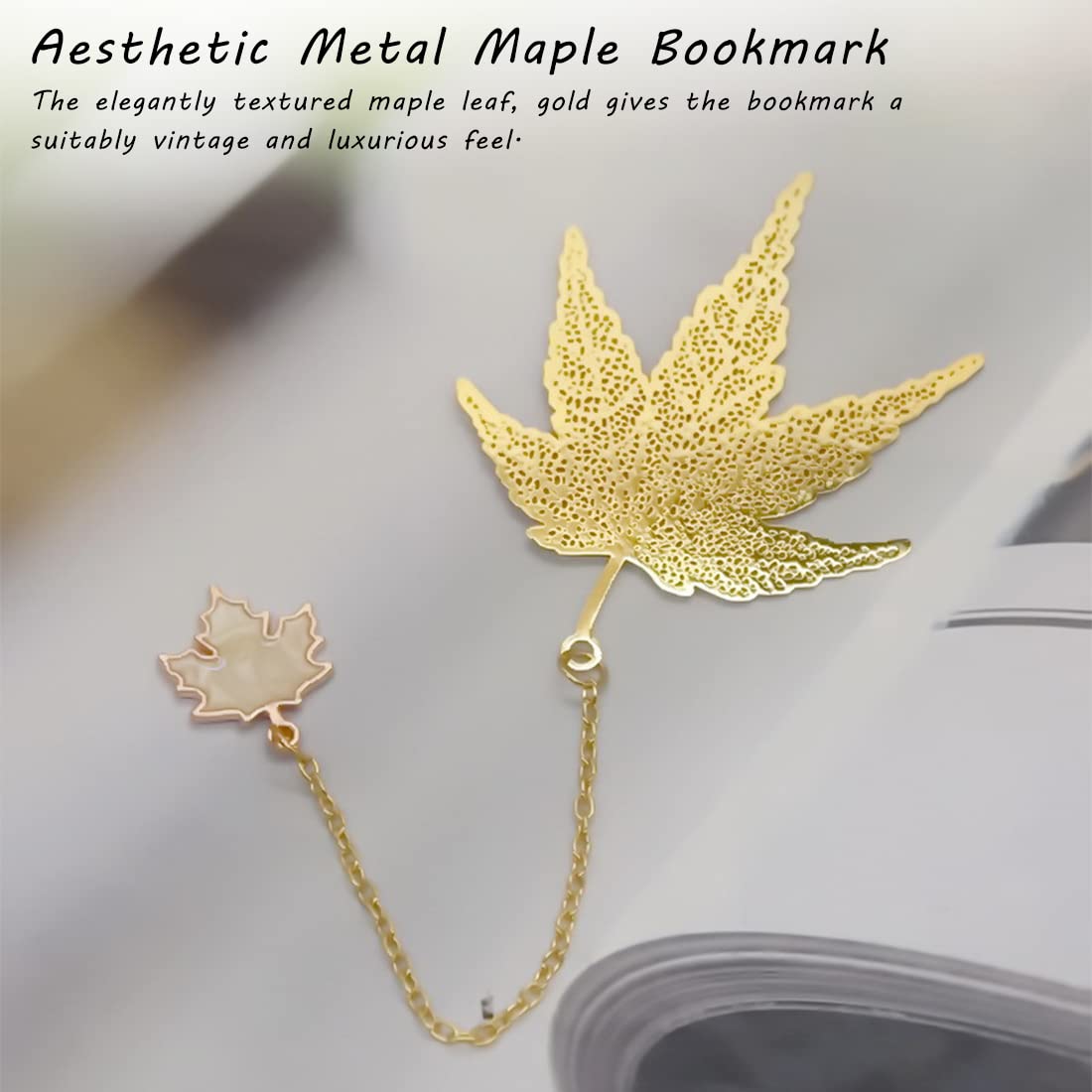 Supvox Metal Maple Leaf Bookmark for Reading Enthusiasts with Hollow Design | 2PCS Gift Set