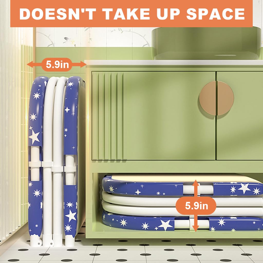 HANNEA Home Spa Bathtub for Small Spaces with Folding Design and Back Support | 47.2 in Soaking Tub