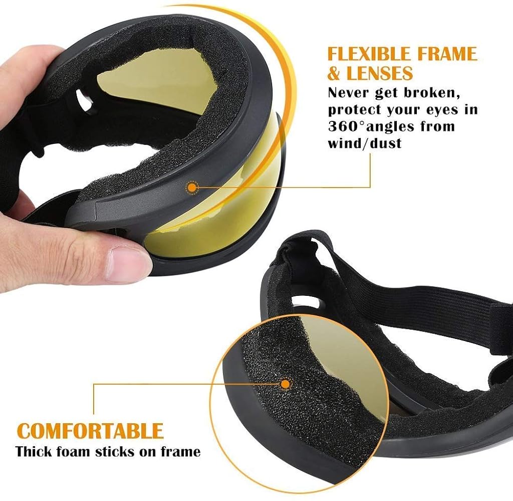 PROBEROS® Uv400 Windproof X400 Goggles Motorcycle Glasses Helmet for Outdoor Riding Cycling Accessories Frame Length 18cm Gifts Men Yellow 3 PCS