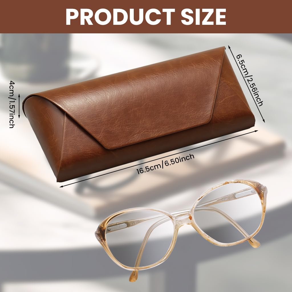 Zibuyu Glasses Case with Button Closure and 165x65x40mm Hard Shell Brown for Men and Women