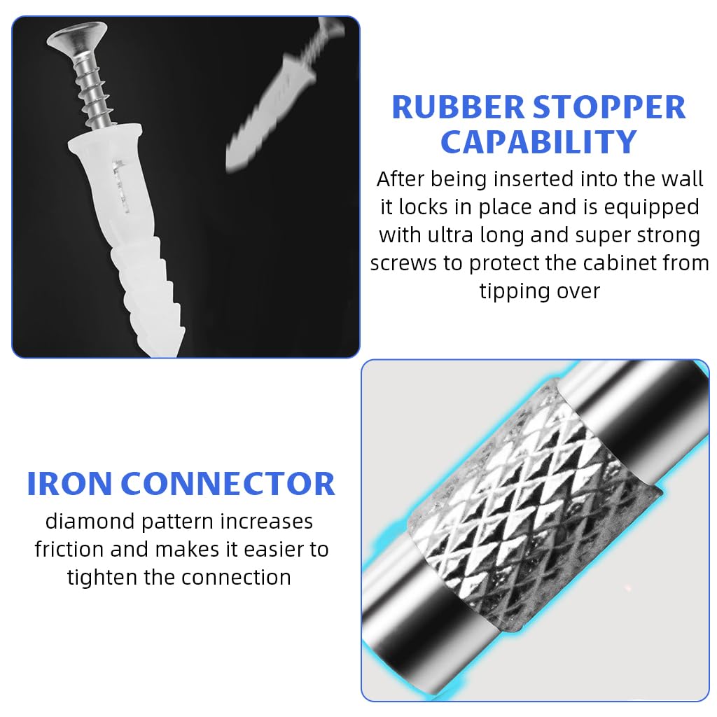 HASTHIP Furniture Anchor Kit for Child Safety with Steel Cable Lock and Wall Mount | 2Pcs Heavy Duty Steel Anchors for Bookshelves and Cabinets