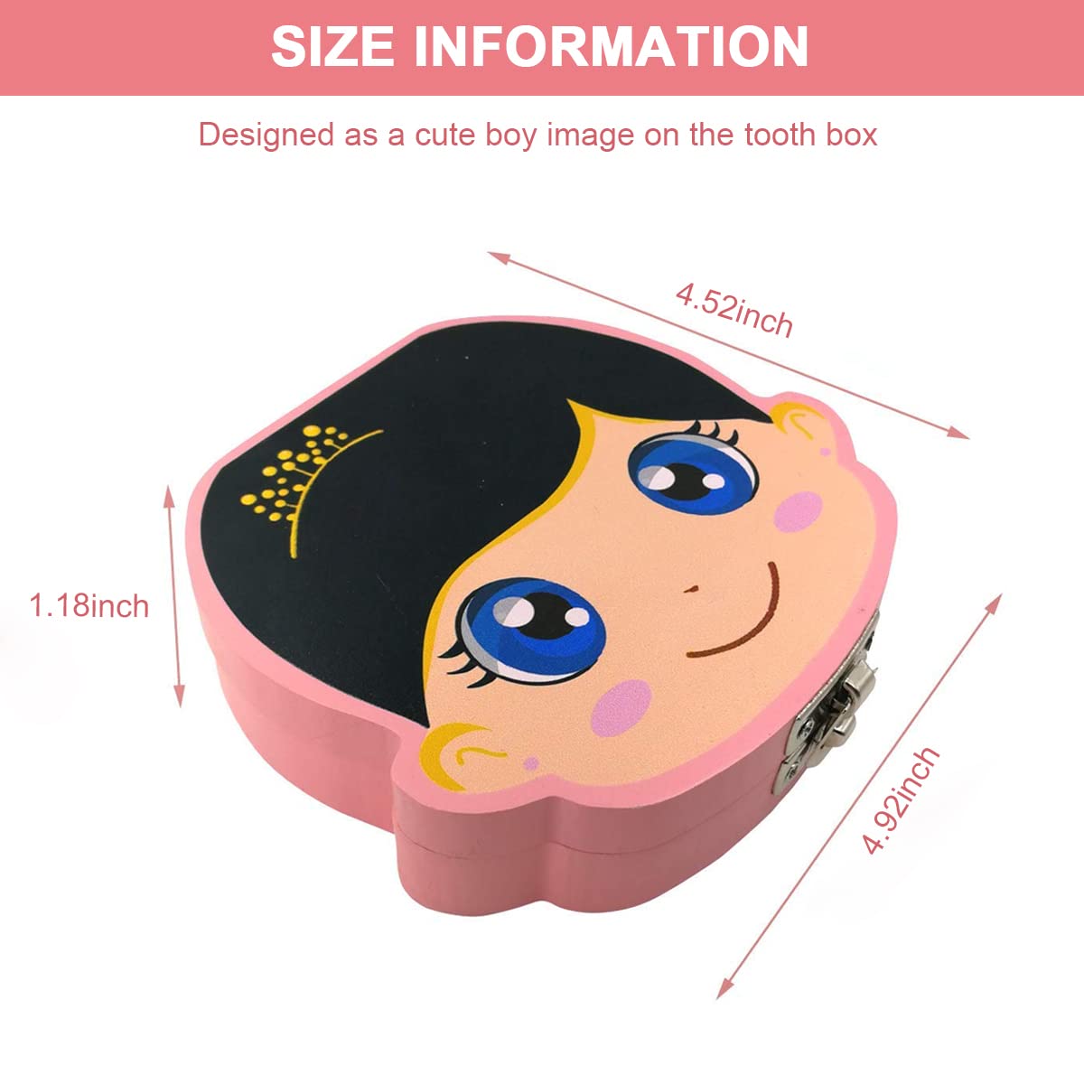 HASTHIP Baby Tooth Fairy Box for Kids with Slots for All First Teeth | 12.5 x 11.48 x 3 cm Wooden Keepsake Organizer