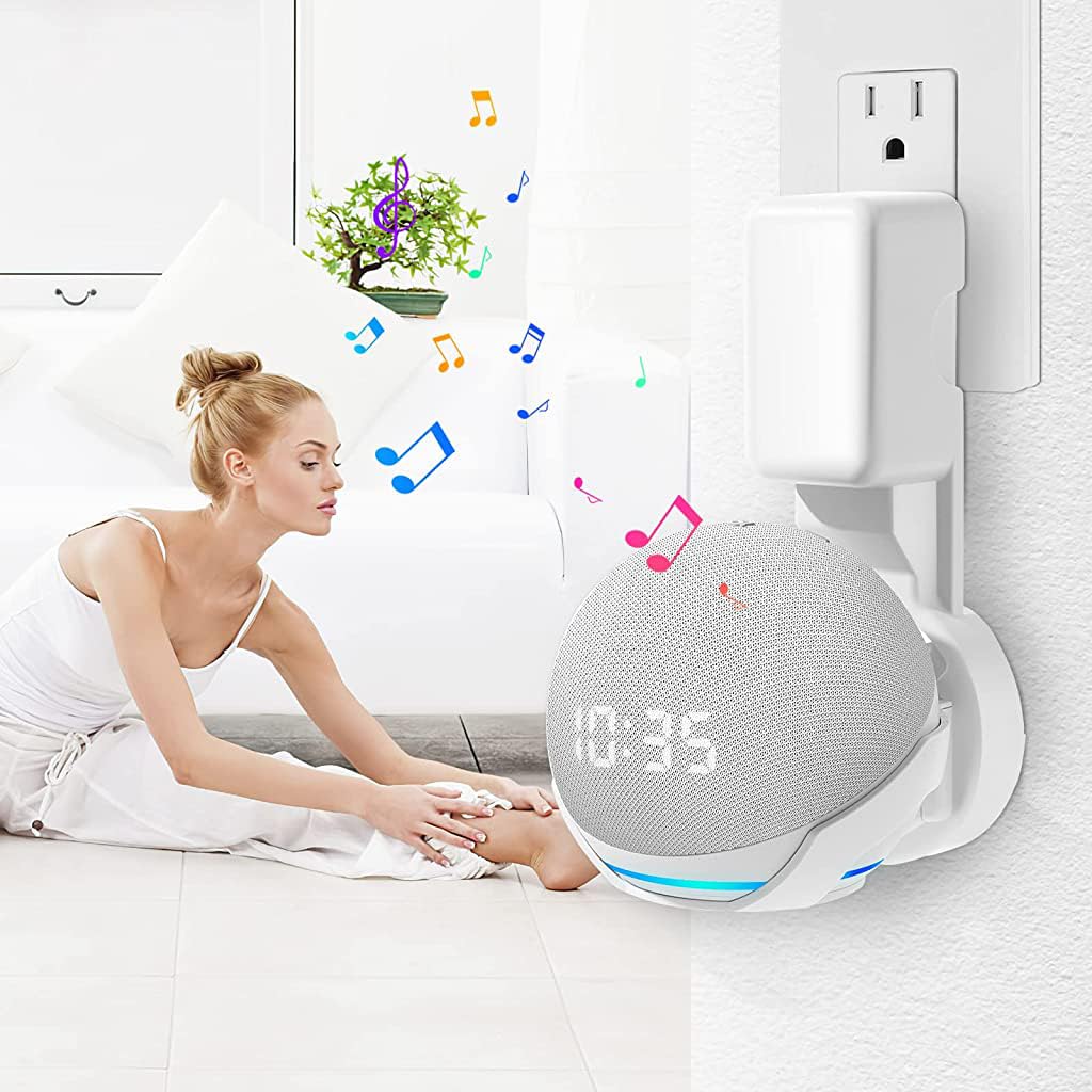 ZORBES Echo Dot Wall Mount Alexa Stand for 4th and 5th Gen with Cable Management | White and Blue 2PCS Holder