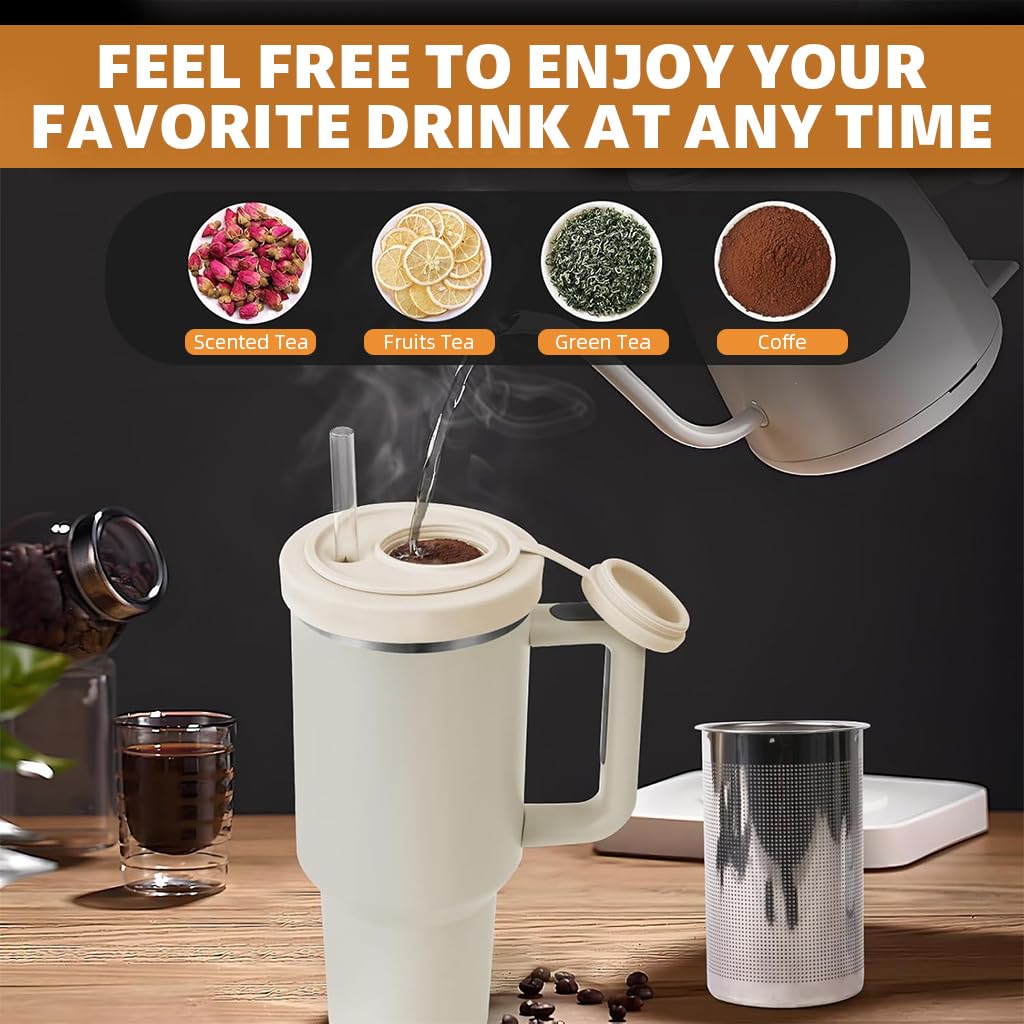 HASTHIP Flip Straw Lid for Stanley Tumbler 40 oz with Leak-Proof Silicone Design | Easy-Clean Dustproof Cover