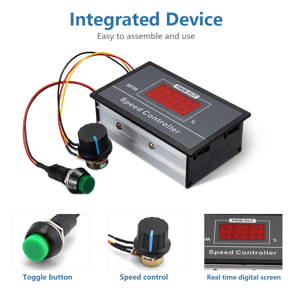 Serplex PWM DC Motor Speed Controller 6V 60V 30A with Digital Display and Start Stop Switch | Stepless Speed Adjustment for Precise Control