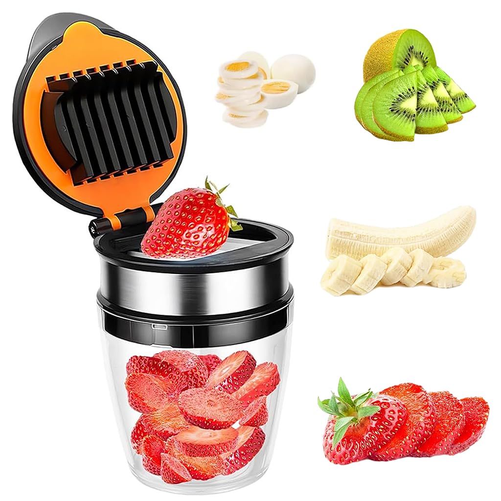 Supvox® Fruit Slicer, Strawberry Slicer, Banana Slicer, Kiwi Cutter, Multipurpose 304 Stainless Steel Blade, Heavy Duty Egg Slicer for Soft Fruit, Quickly Making Fruit Vegetable Salad