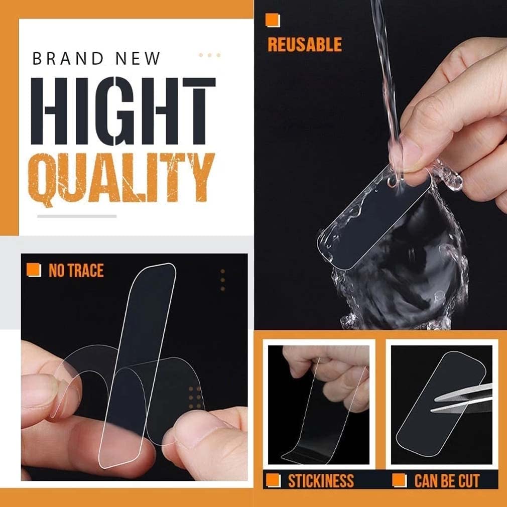 ZIBUYU Small Double Sided Tape for Home Use with Reusable Design 60 Pcs 20mm x 58mm | Transparent PVC Adhesive