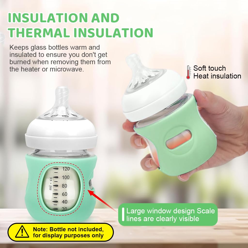 SNOWIE SOFT Silicone Baby Bottle Sleeves for 4.2 oz Avent Glass Bottles with Anti Slip Grip | Heat Insulation Protector for Feeding