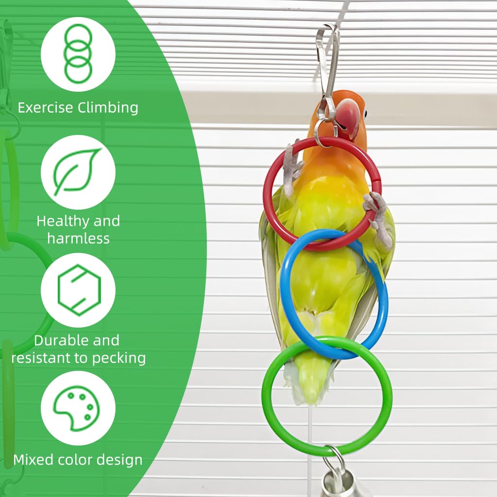 Qpets Parrot Link Chain Toys for Birds with Colorful Rings & Secure Clasp | 2-Piece Set