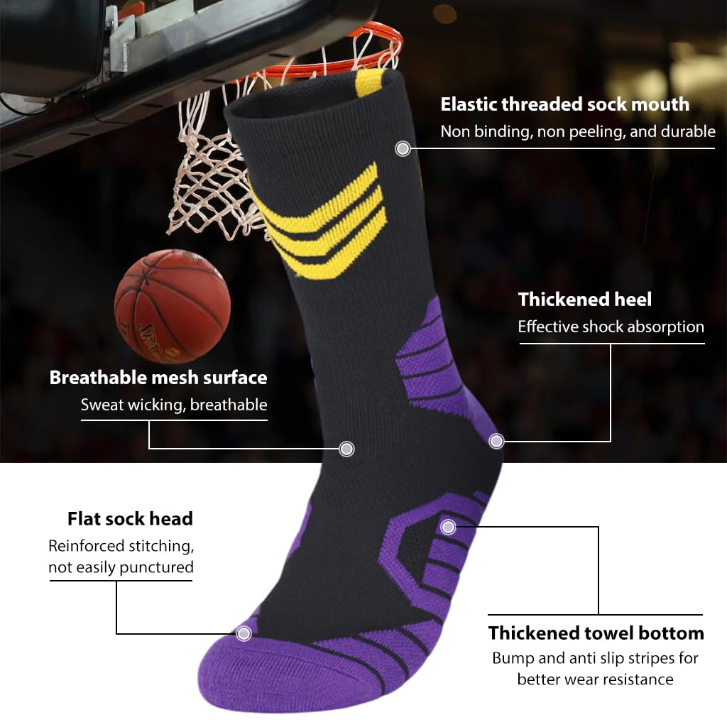 PROBEROS Basketball Socks for Men featuring No 23 Special Edition design and moisture wicking cotton blend | breathable cushioned support for multi sport training