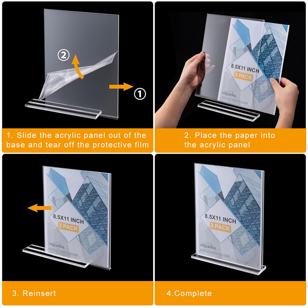 OFIFO Acrylic Display Stand for Menus and Posters 6 Pack 8.5x11 Clear Double Sided | Tabletop Sign Holder for Restaurant and Office