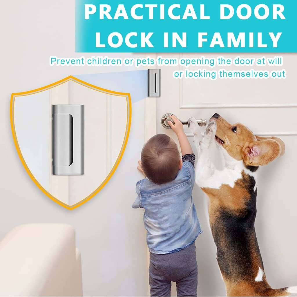 HASTHIP® Home Security Door Lock, Childproof Door Lock Defender, Upgraded Childproof Safety Door Lock Latch with 4 Screws Inside Stopper, Add High Security to Prevent Home Unauthorized Entry