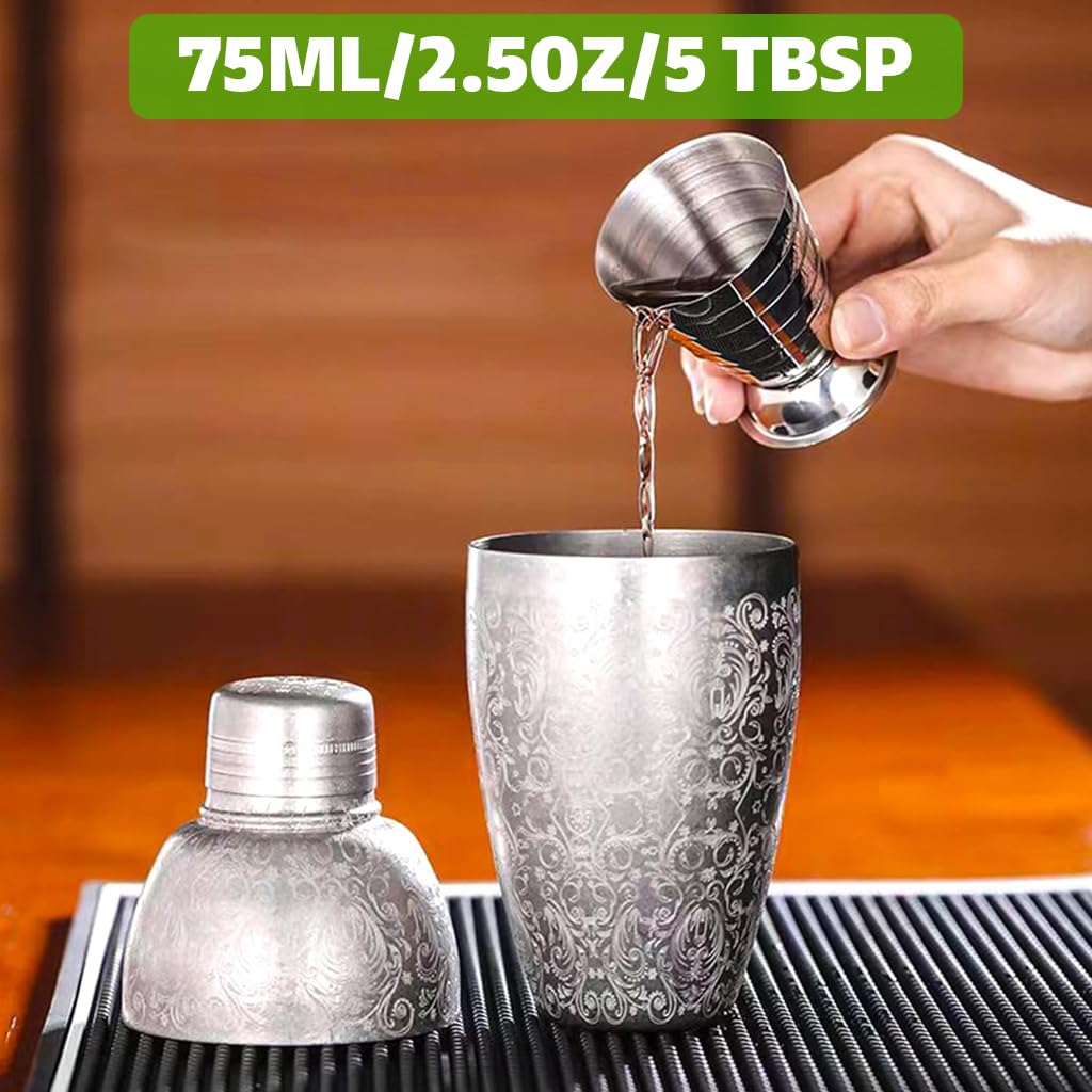 Supvox Stainless Steel Liquor Measuring Cup for Bar and Kitchen Use featuring Etched Scales 75ml | Stable Base for Precise Pouring