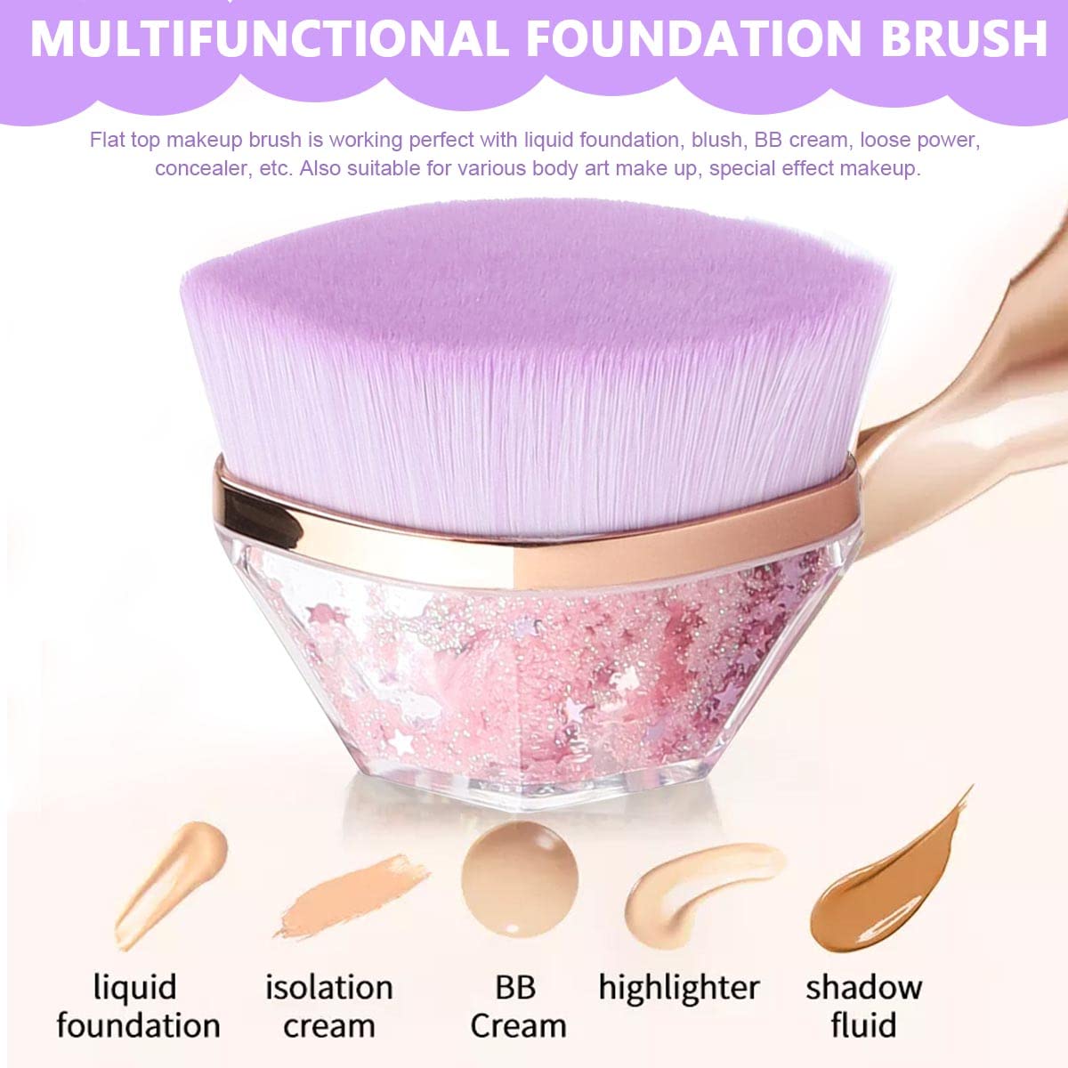 MAYCREATE® Foundation Brush for Makeup Brush Flat Top Face Blush Brush High Density Soft Powder Brush for Blending Liquid, Cream, Powder Foundation with Storage Case