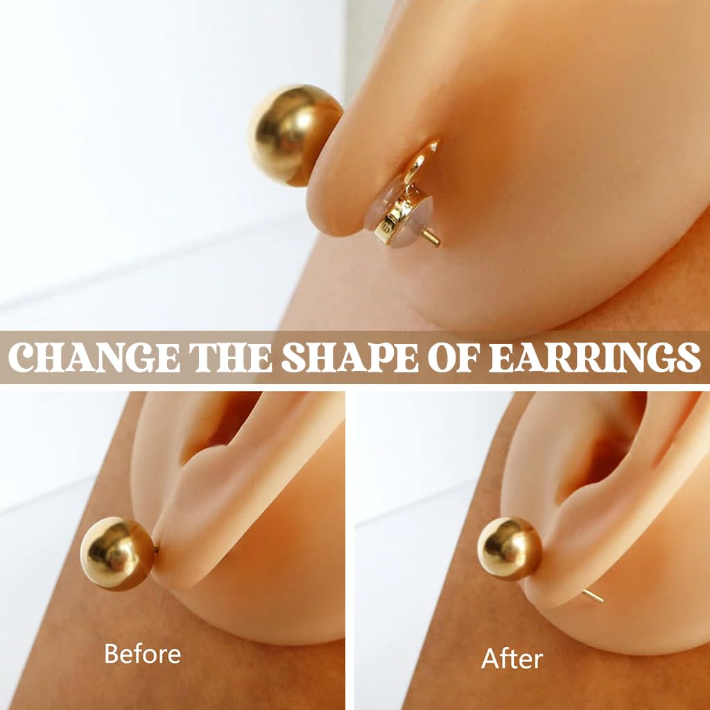 SANNIDHI Earring Supporter for Heavy Earrings with 18PCS Gold Heart Silicone Backs | Secure Grip