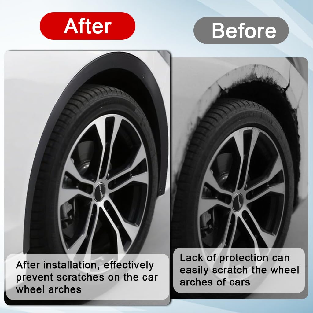 STHIRA Wheel Arch Protector Strips 4Pcs 4.5cm Width with Self Adhesive Rubber for Cars | Scratch Guard Trim