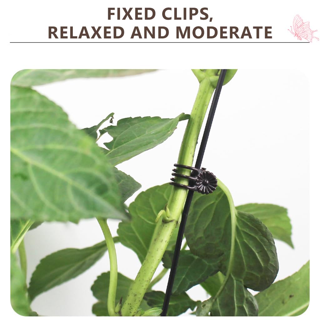 HASTHIP Plant Support Stakes for Orchids and Tomatoes with 10 Mini Claw Clips | 40cm Flexible Metal Wire