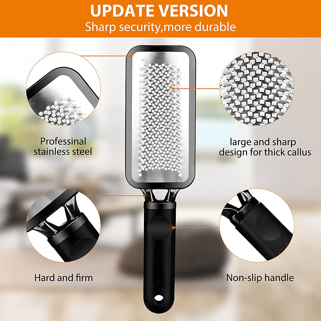 MAYCREATE Foot Scrubber for Dead Skin with Ergonomic Curved Design and 11×3 in Stainless Steel File | Callus Remover for Cracked Heels