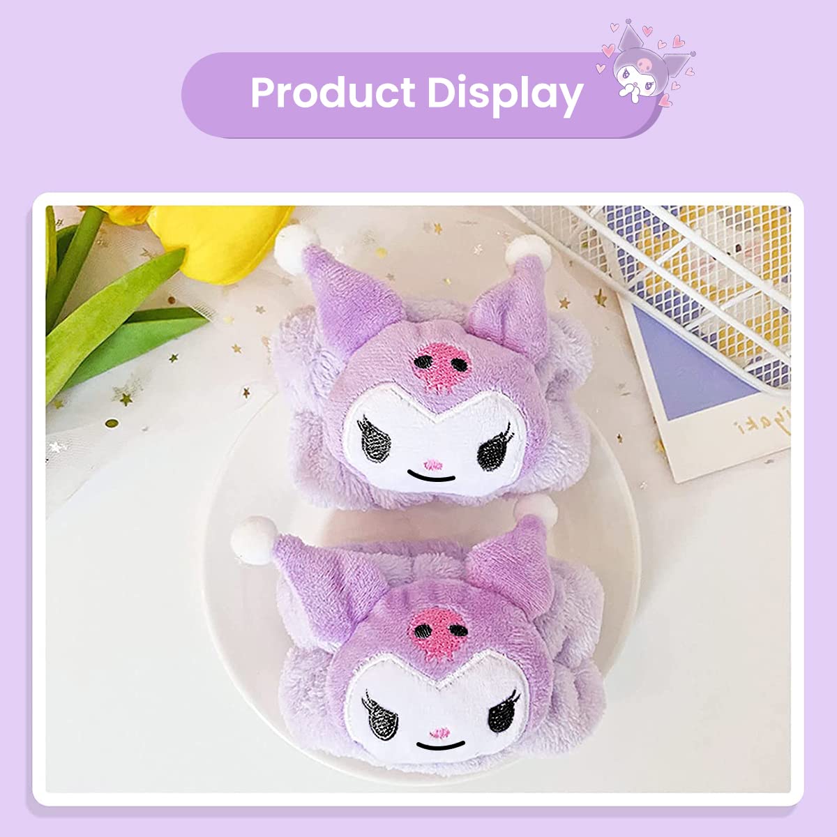 MAYCREATE Spa Wrist Band for Face Wash featuring Soft Microfiber Flannel | 1 Pair Purple