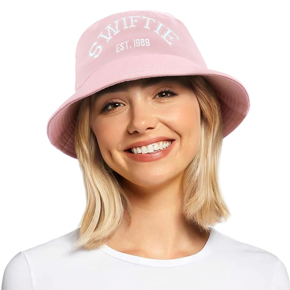 PALAY® Girl Summer Bucket Hat Fashion Pink Letter Embroidery Bucket Hat Swiftie Hat Bucket Hat Beach Hat Breathable Sun Hat Travel Outdoor Sun Hat for Girls