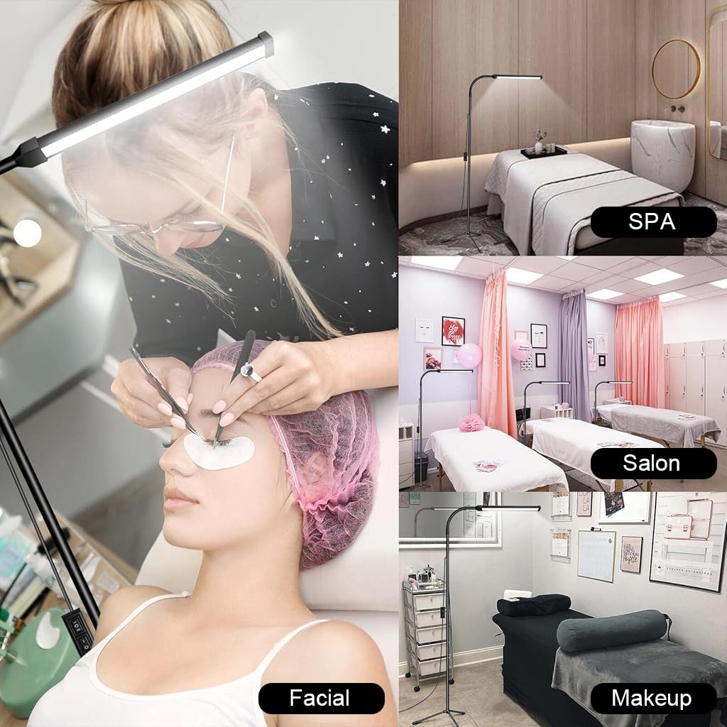 ELEPHANTBOAT LED Floor Lamp for Eyelash Extensions with 68 in Tripod and Flexible Gooseneck | USB Dimmable Light