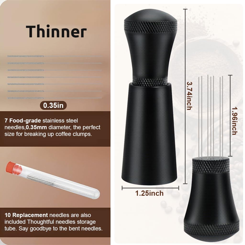 Supvox Espresso Coffee Stirrer for Uniform Grounds with 17 Stainless Needles & Ergonomic Handle | Precise Barista Distribution Tool