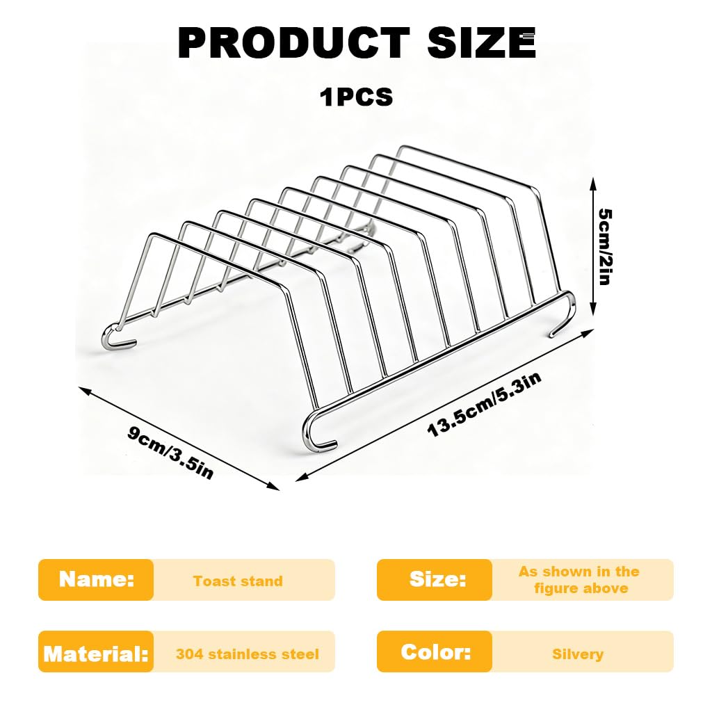 Supvox Air Fryer Toast Rack with 8 Slots for Even Toasting and 13.5×9×5 cm Stainless Steel Build