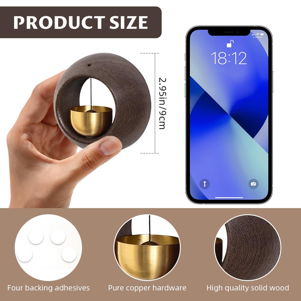 HASTHIP Wooden Door Bell for Home and Shop with Self Adhesive Design and Brass Chime | Walnut Craftsmanship